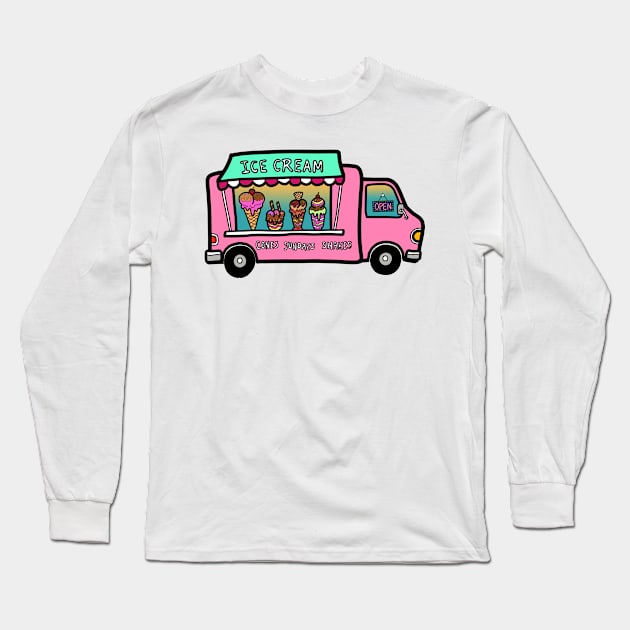 Street food truck ice cream outdoors summer Long Sleeve T-Shirt by Nalidsa